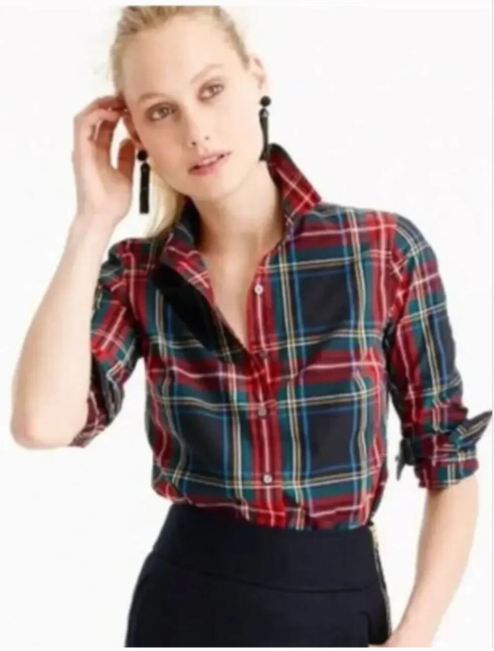 J. Crew Perfect Button Down Shirt in Stewart Plaid Size 4